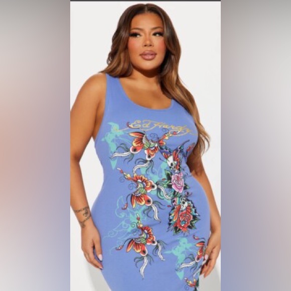 Ed Hardy Women's Blue Graphic Dress - Picture 4 of 5